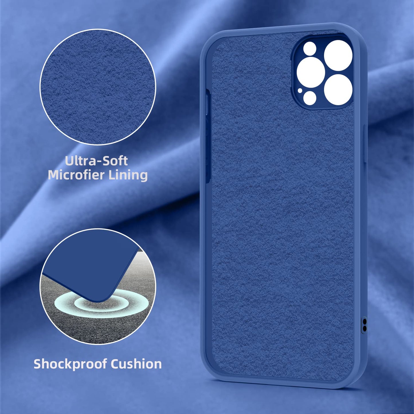 ElestBela silikonska maskica za iPhone 14 Pro – ultra tanka zaštitna maskica s mikrovlaknima (kraljevsko plava)