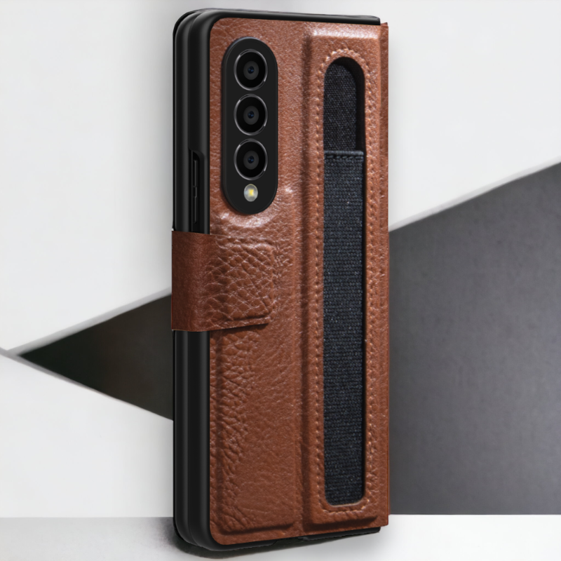 Ovitek "Aoge Leather" za telefon Samsung Z Fold 4 – Nillkin – Rjava / Umetno usnje + PC