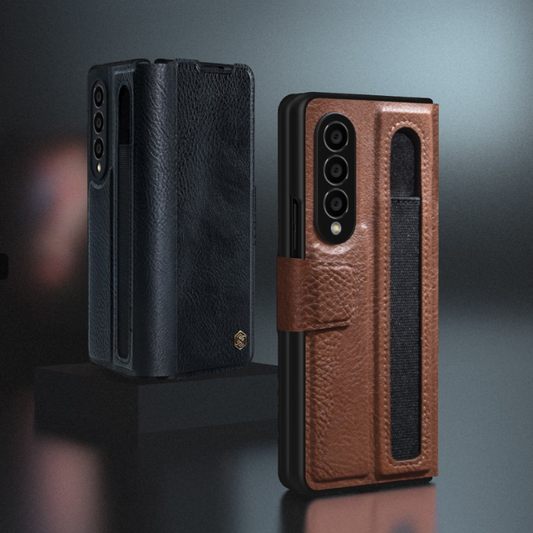 Ovitek "Aoge Leather" za telefon Samsung Z Fold 4 – Nillkin – Črna / Umetno usnje + PC