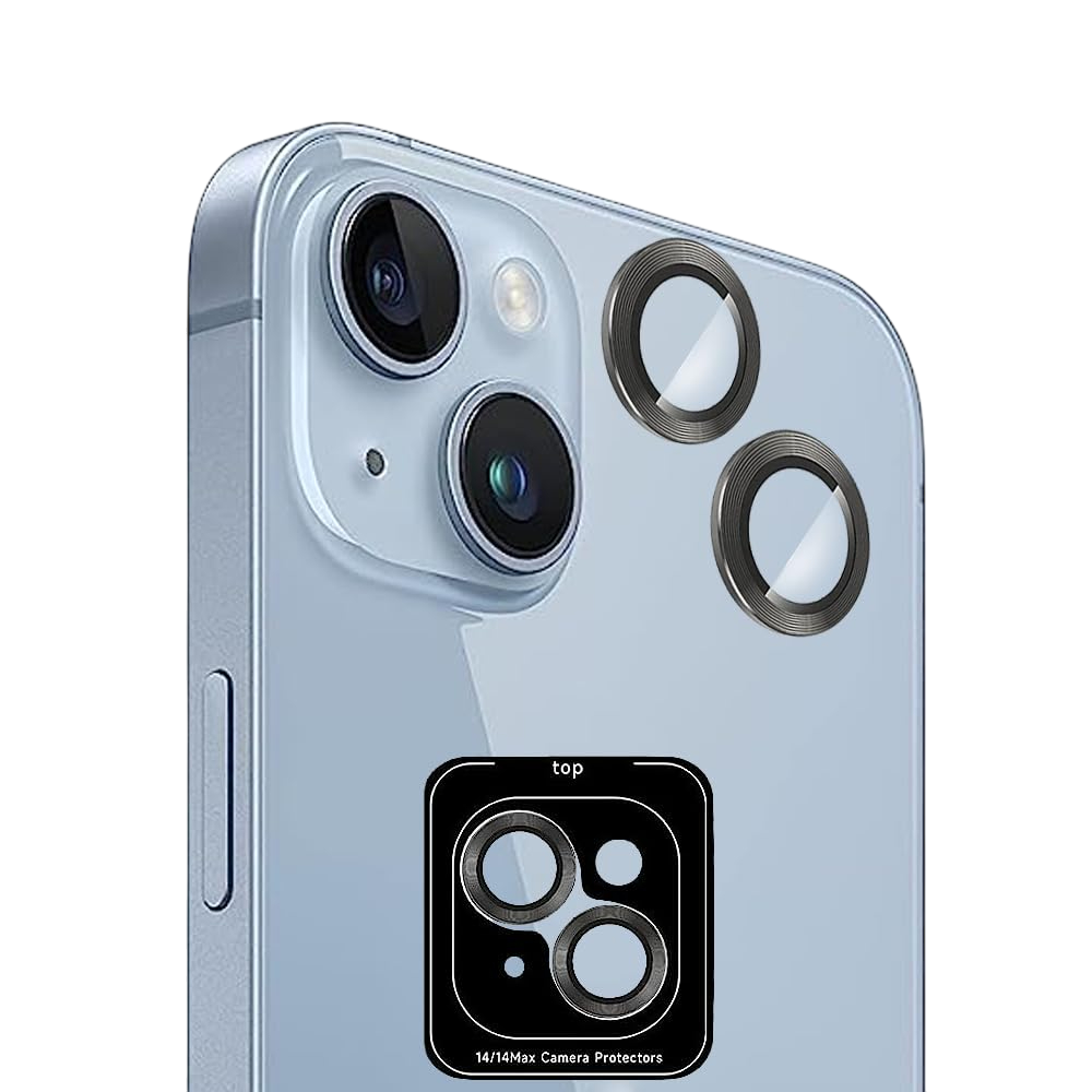 Črna zaščita za kamero za iPhone 14 in iPhone 14 Plus v paketu 2x iz kaljenega stekla