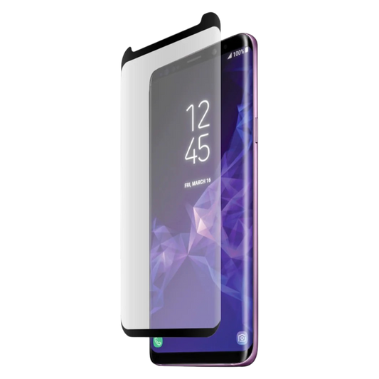 Zaščitno steklo s črno obrobo za Samsung Galaxy S9 kaljeno steklo visoka odpornost in popolno prileganje

