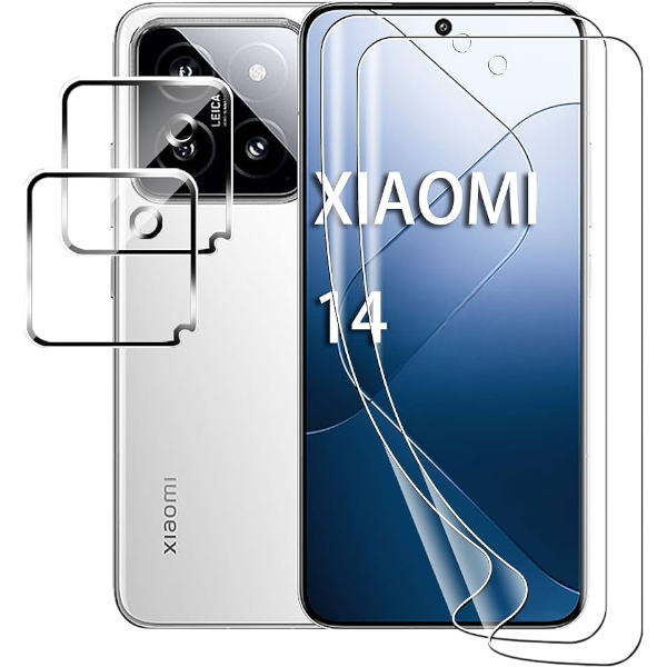 Zaščitno steklo in zaščita kamere za Xiaomi 14 – paket 2+2, komplet kaljenega stekla in zaščit objektiva.