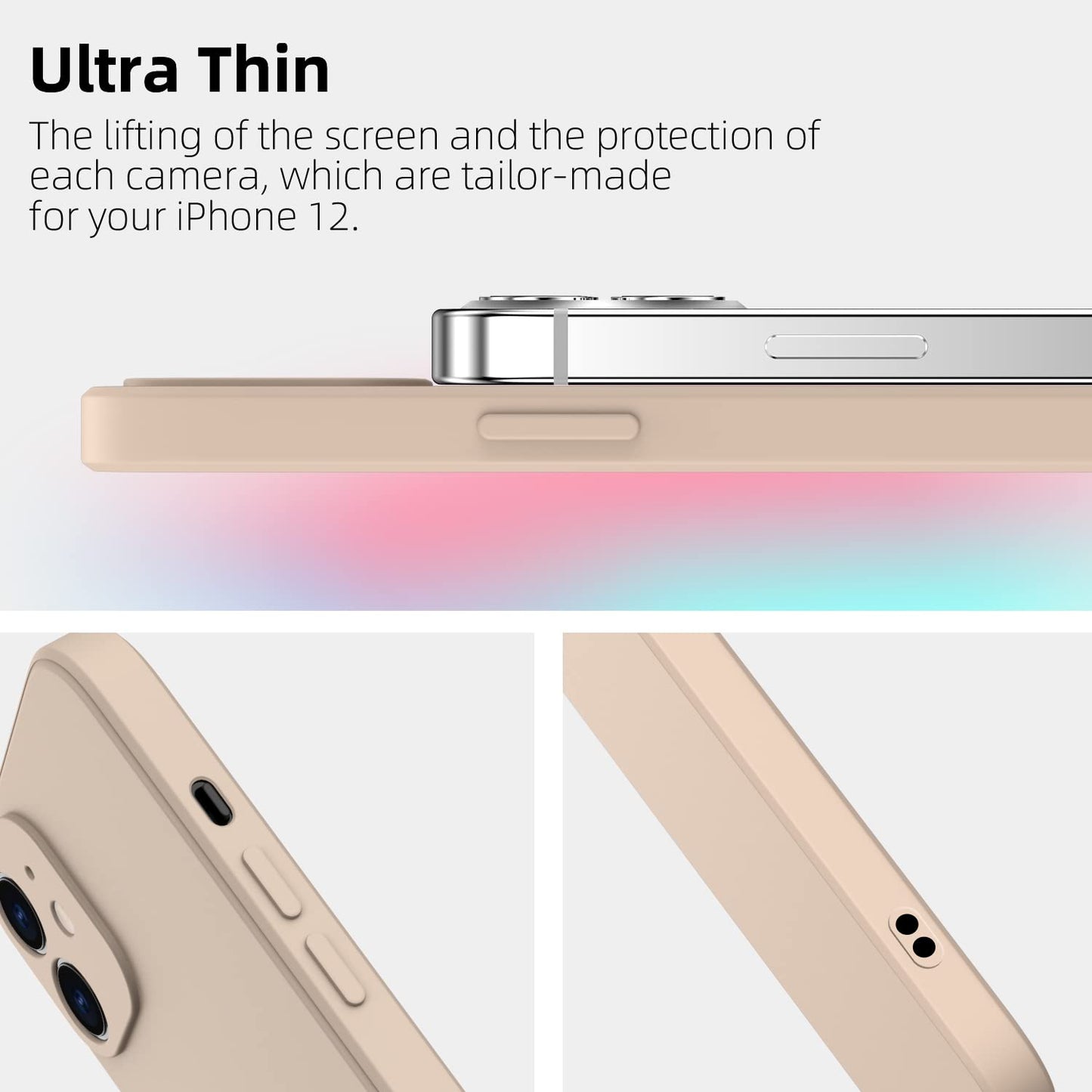 ElestBela silikonska maska za iPhone 12 – ultra tanka zaštitna maska s mikrovlaknima (kaki)