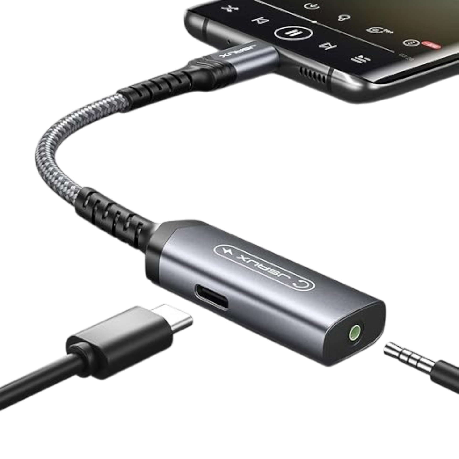 Adapter 2 v 1 USB C za slušalke in polnjenje, 60 W – JSAUX