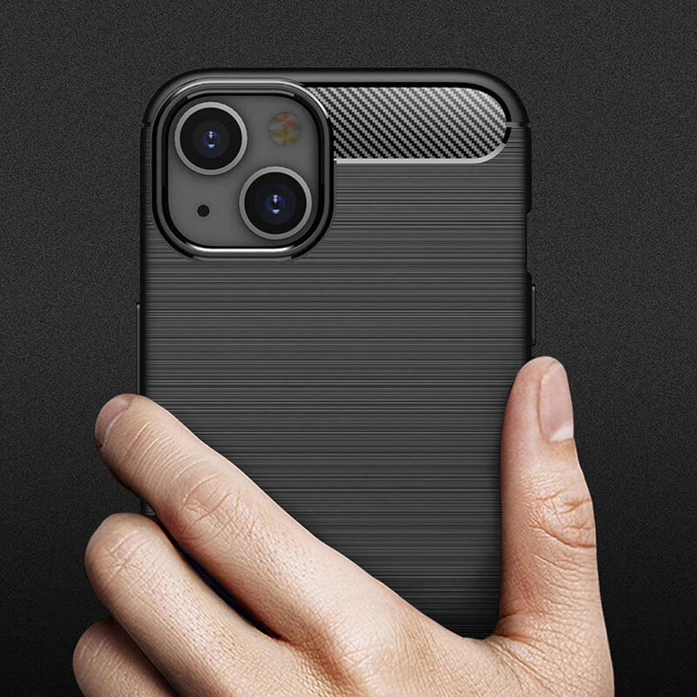 Silikonski ovitek "carbon" za iPhone 14 Plus/ 15 Plus - Črna – Techsuit – Črna / TPU silikon