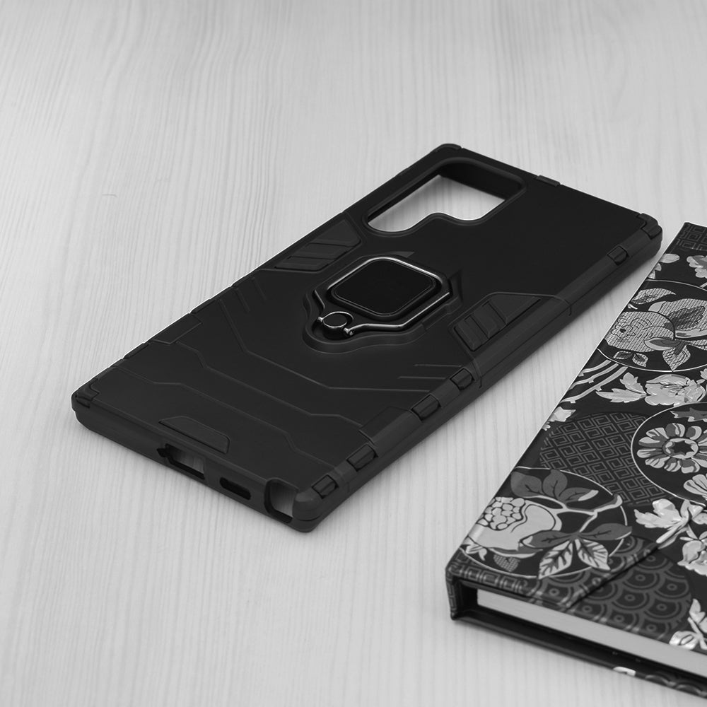 Silikonski ovitek "ring" za Samsung Galaxy S22 Ultra - Črna – Infostyle – Črna / PC + TPU silikon