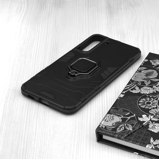 Silikonski ovitek "ring" za Samsung Galaxy S22 Plus - Črna – Infostyle – Črna / PC + TPU silikon