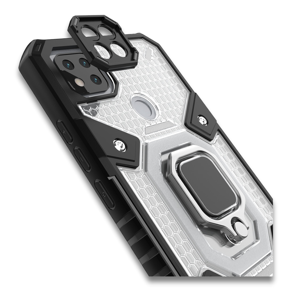Silikonski ovitek "Honeycomb armor ring" za Xiaomi Redmi 9C - Črna – Infostyle