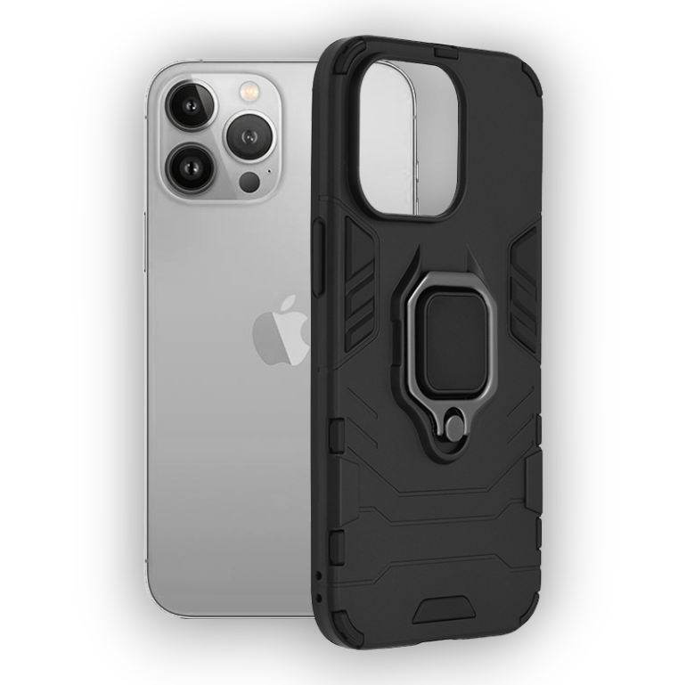 Silikonski ovitek "ring" za iPhone 13 Pro - Črna – Techsuit – Črna / PC + TPU silikon