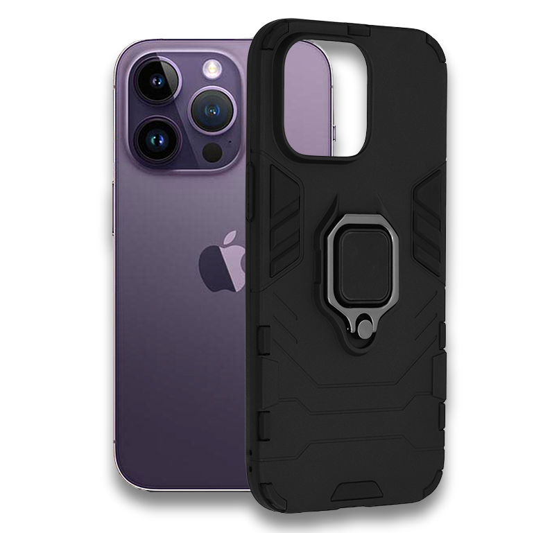 Silikonski ovitek "ring" za iPhone 14 Pro Max - Črna – Infostyle – Črna / PC + TPU silikon