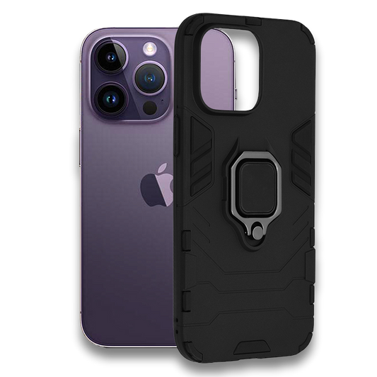 Silikonski ovitek "ring" za iPhone 14 Pro Max - Črna – Infostyle – Črna / PC + TPU silikon