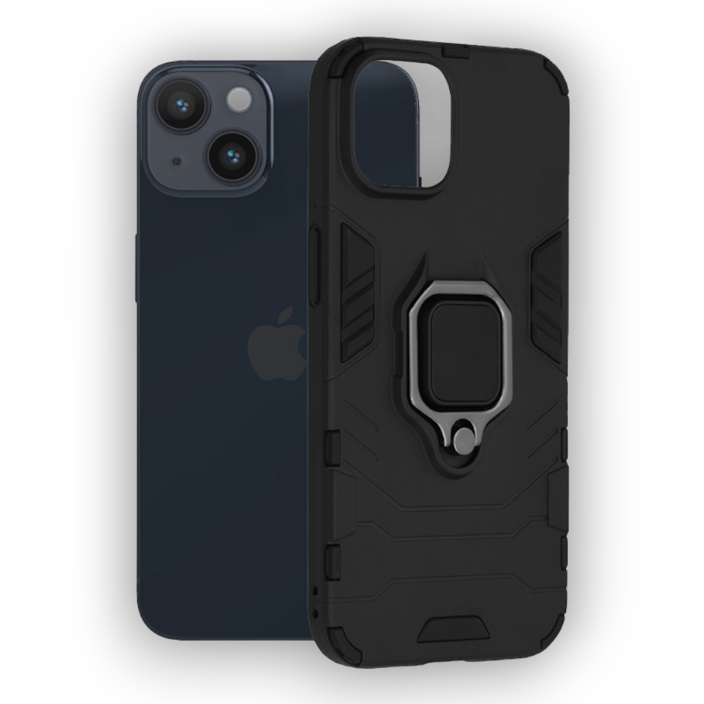 Silikonski ovitek "ring" za iPhone 14 - Črna – Infostyle – Črna / PC + TPU silikon