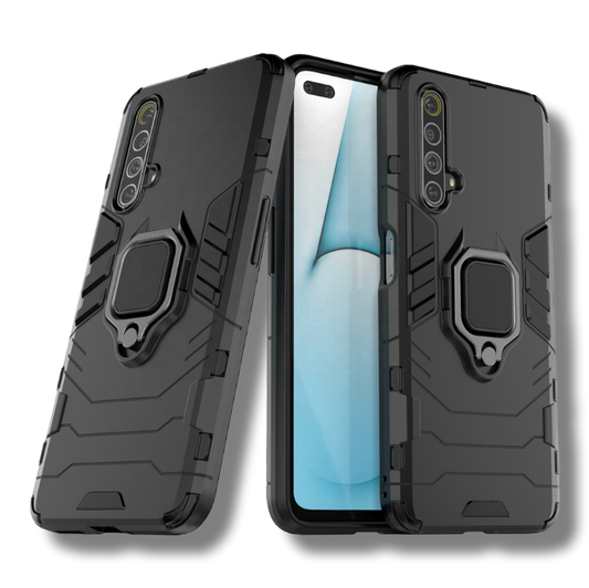 Silikonski ovitek "ring" za Xiaomi Realme X50 5G - Črna – Infostyle – Črna / PC + TPU silikon