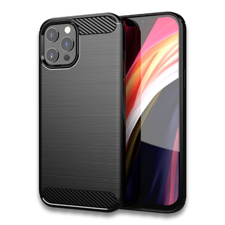 Silikonski ovitek "carbon" za iPhone 14 Pro Max - Črna – Techsuit