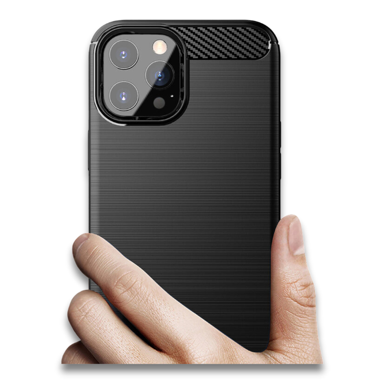 Silikonski ovitek "carbon" za iPhone 14 Pro Max - Črna – Techsuit – Črna / TPU silikon
