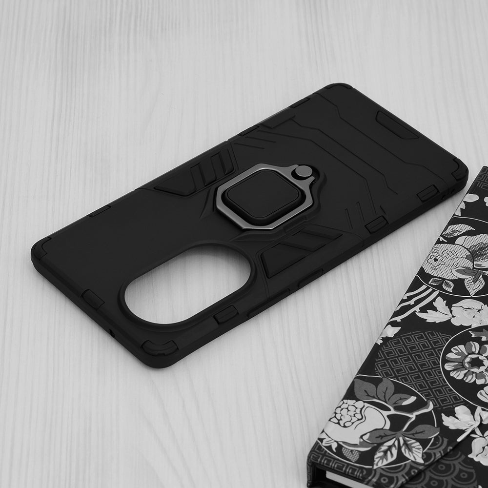Silikonski ovitek "ring" za Honor X7 - Črna – Infostyle – Črna / PC + TPU silikon