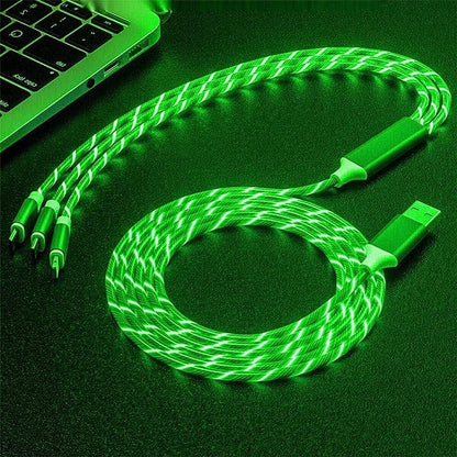 Polnilni in podatkovni kabel 3 v 1 LED – Infostyle – Zelena
