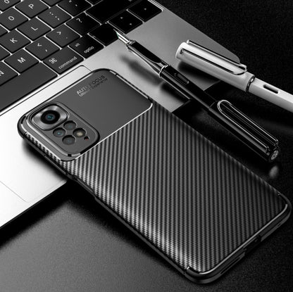 Ovitek "Vennus Carbon Elite" za Xiaomi Redmi Note 11 - črna – Črna / TPU silikon