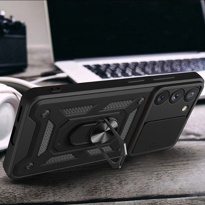 Silikonski ovitek "Slide Camera Armor" za Samsung Galaxy A34 - Črna – Infostyle – Črna / PC + TPU silikon