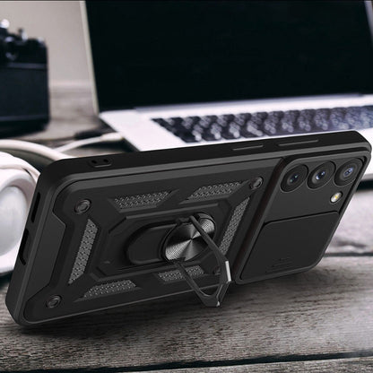 Silikonski ovitek "Slide Camera Armor" za Samsung Galaxy A34 - Črna – Infostyle – Črna / PC + TPU silikon