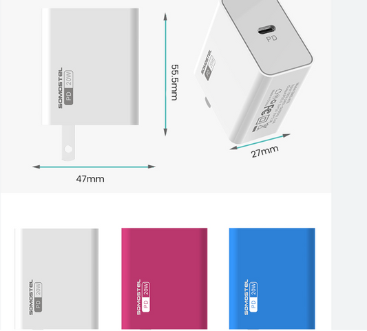Komplet hišni polnilec s kablom za hitro polnjenje (USB C) – Somostel – Modra