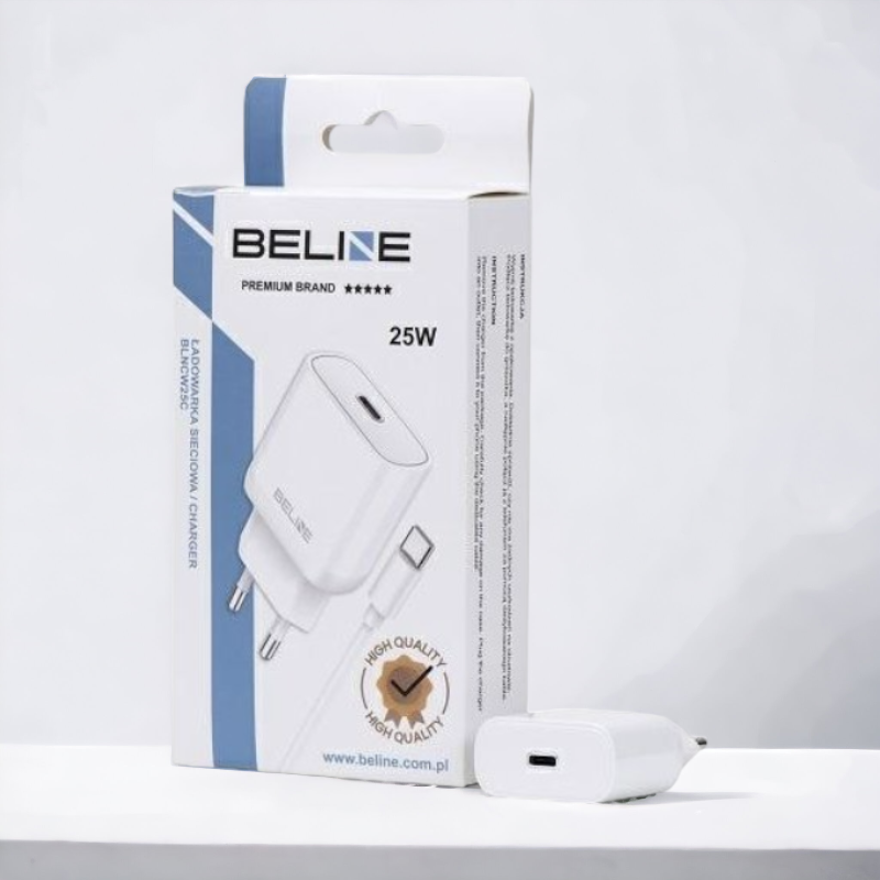 Komplet polnilec + kabel za hitro polnjenje USB C - 25W – Beline – Črna