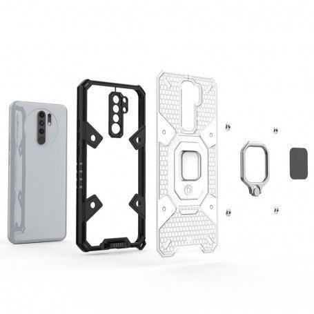 Silikonski ovitek "Honeycomb armor ring" za Xiaomi Redmi 9 - Črna – Infostyle