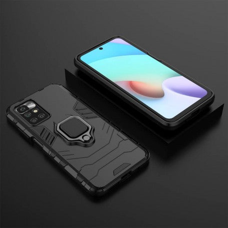 Silikonski ovitek "ring" za Xiaomi Redmi 10 - Črna – Infostyle – Črna / PC + TPU silikon