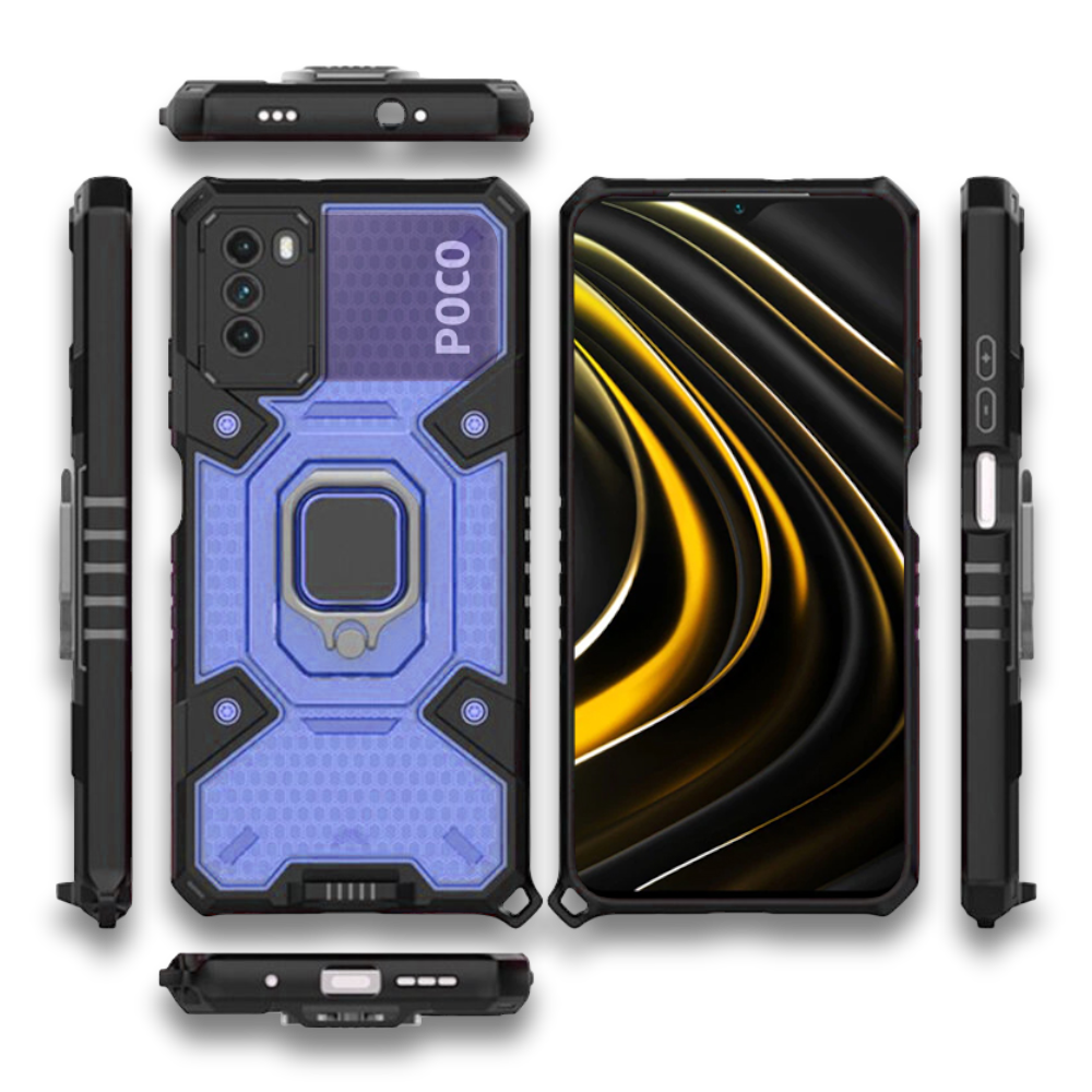Silikonski ovitek "Honeycomb armor ring" za Xiaomi Poco M3 - Modra – Infostyle