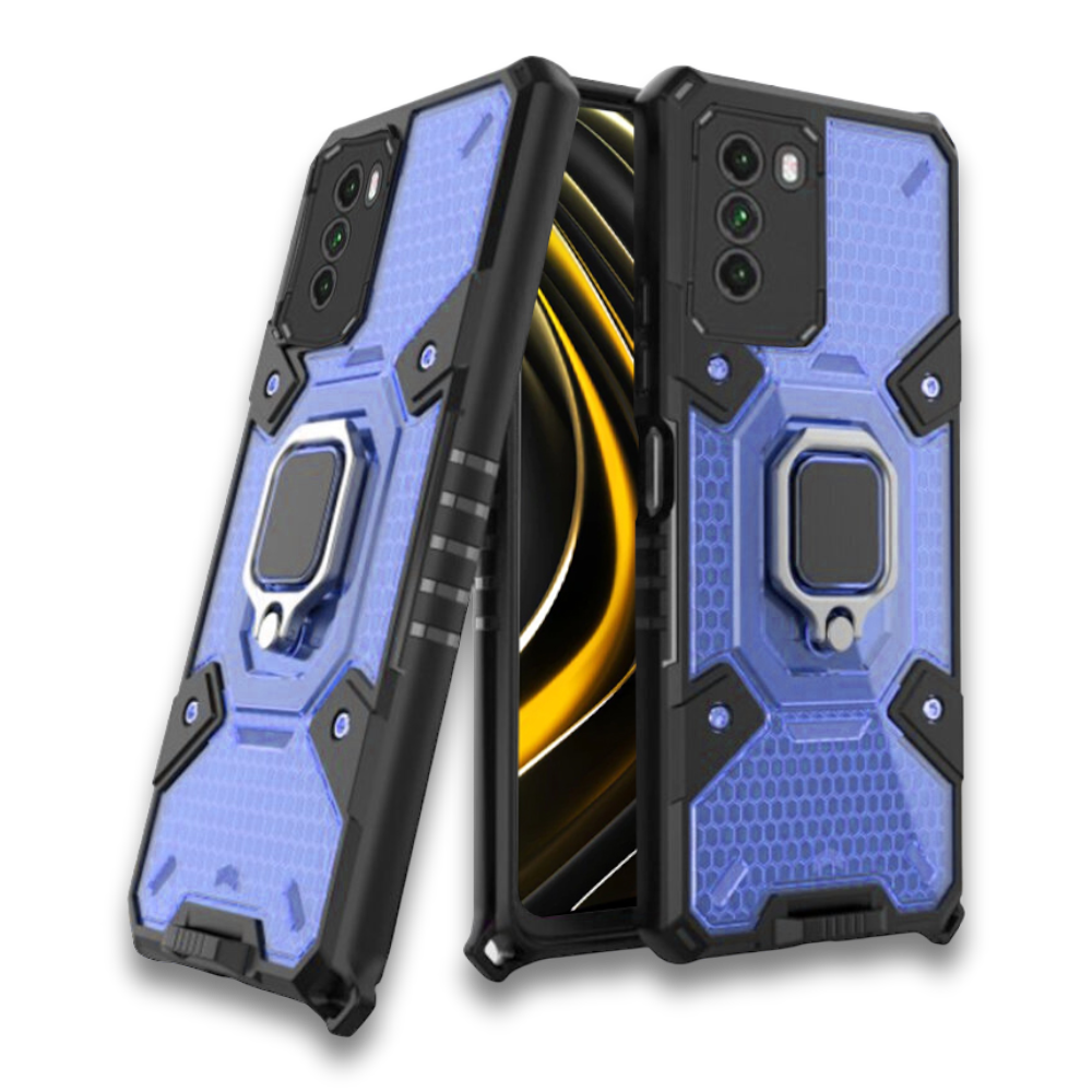 Silikonski ovitek "Honeycomb armor ring" za Xiaomi Poco M3 - Modra – Infostyle – Modra / PC + TPU silikon