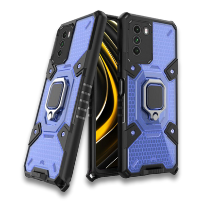 Silikonski ovitek "Honeycomb armor ring" za Xiaomi Poco M3 - Modra – Infostyle – Modra / PC + TPU silikon