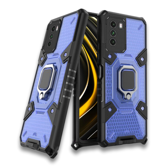 Silikonski ovitek "Honeycomb armor ring" za Xiaomi Poco M3 - Modra – Infostyle – Modra / PC + TPU silikon