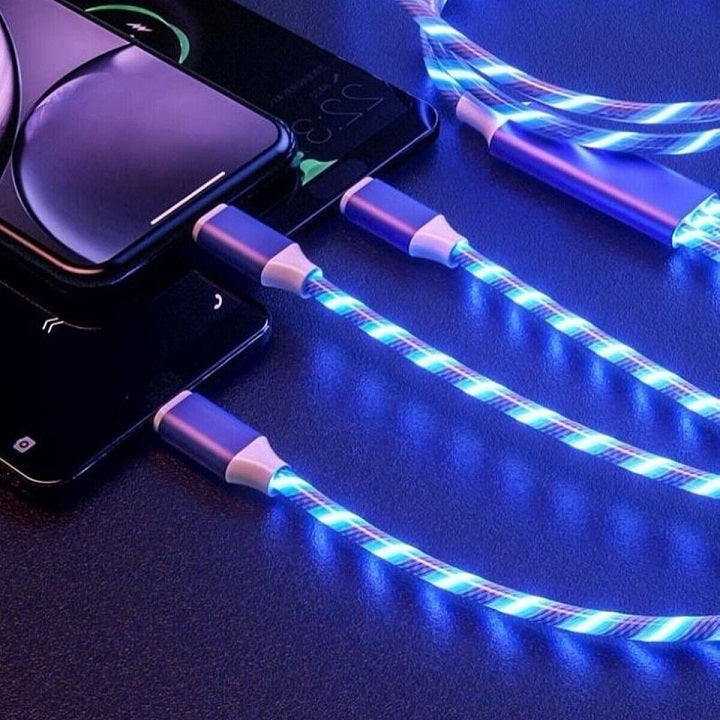 Polnilni in podatkovni kabel 3 v 1 LED – Infostyle – Rdeča